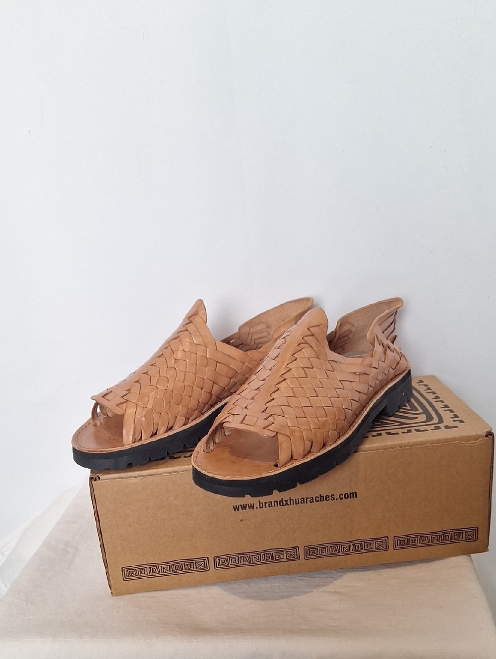 Brand X Ranchero Huarache Woven Leather Sandals Mens - Tan (Size 9.5)
